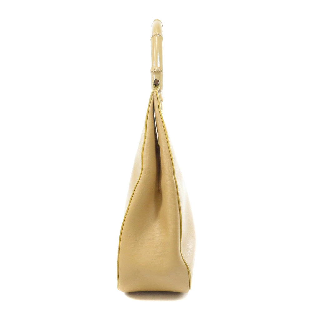 Gucci beige leather hobo bag signature bamboo handle - Picture 3 of 10